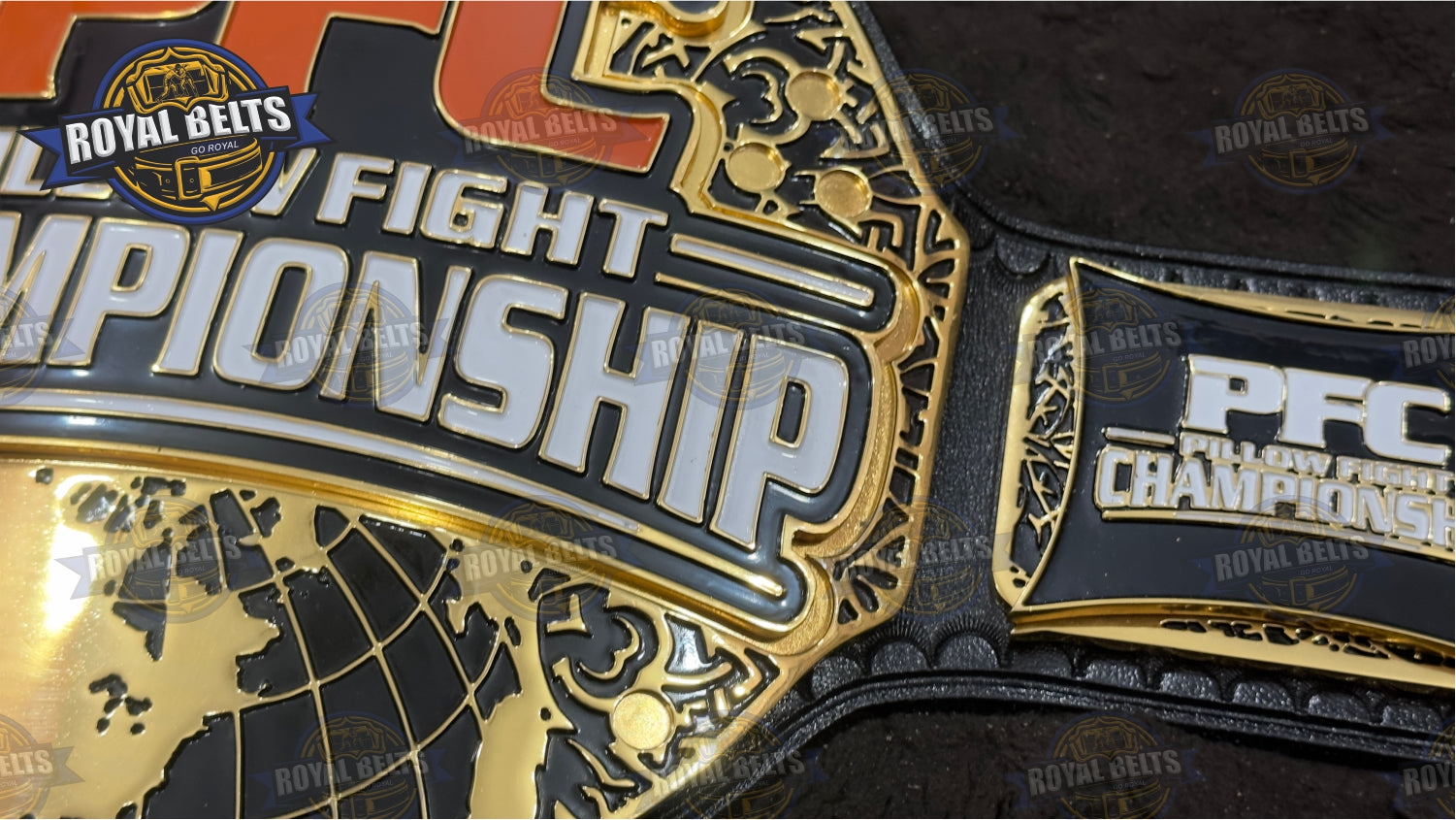 Pillow Fight Title Belt premium stacked plate championship belt 24K gold