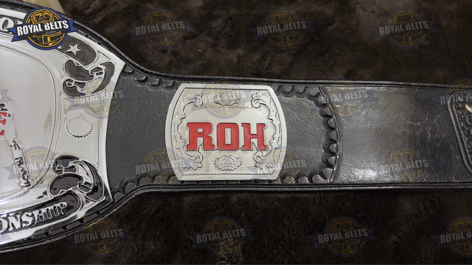 ROH Pure Championship Belt CNC etched detailed logos with premium genuine cowhide leather strap