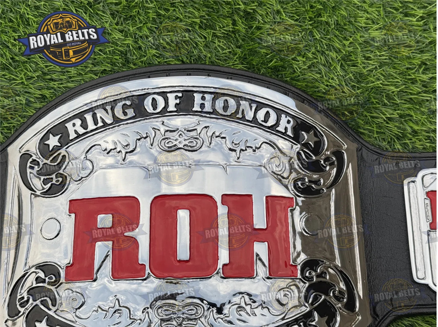 ROH Ring Of Honor Championship Title Belt HD CNC mirror polished silver plates with flexible leather strap