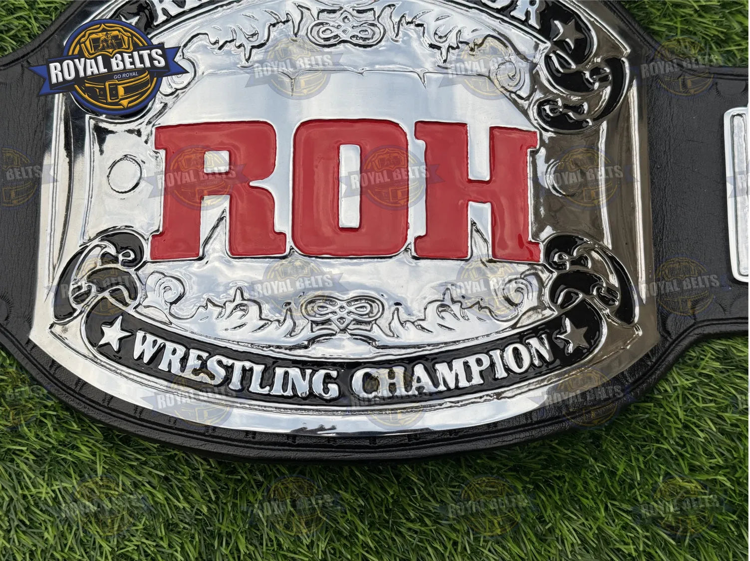 ROH Ring Of Honor Championship Title Belt HD CNC raised lettering and smooth stitched cowhide leather Crafted by Royal Belts