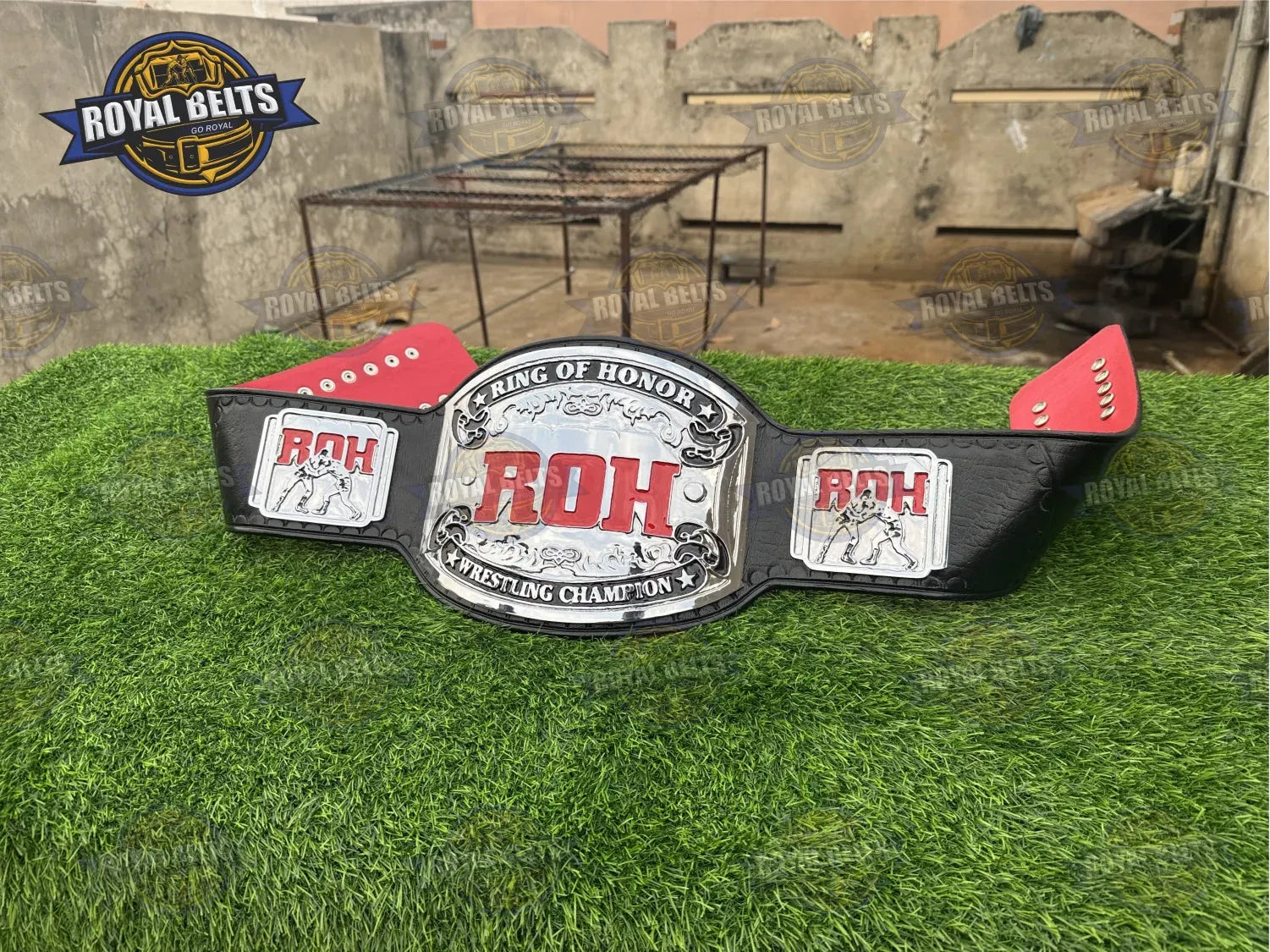ROH Ring Of Honor Championship Title Belt HD CNC heavyweight silver plates with intricate border detailing