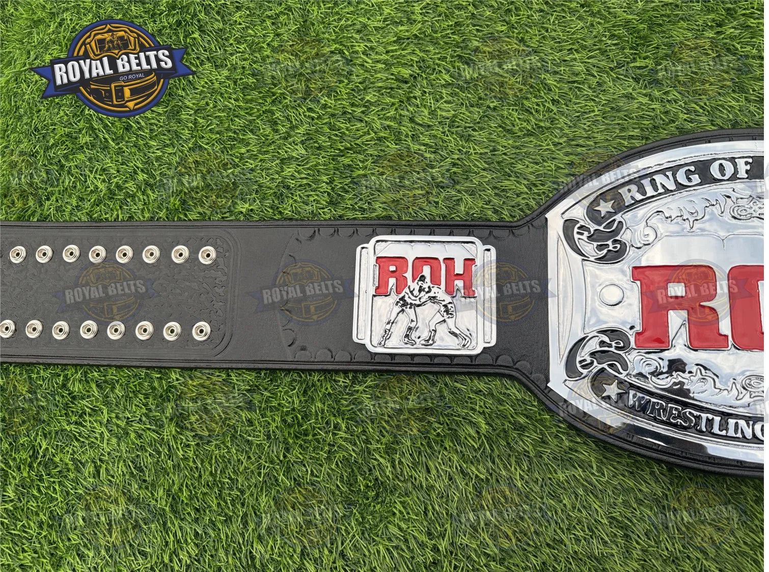 ROH Ring Of Honor Championship Title Belt HD CNC beveled edges and reinforced snap fasteners for durability