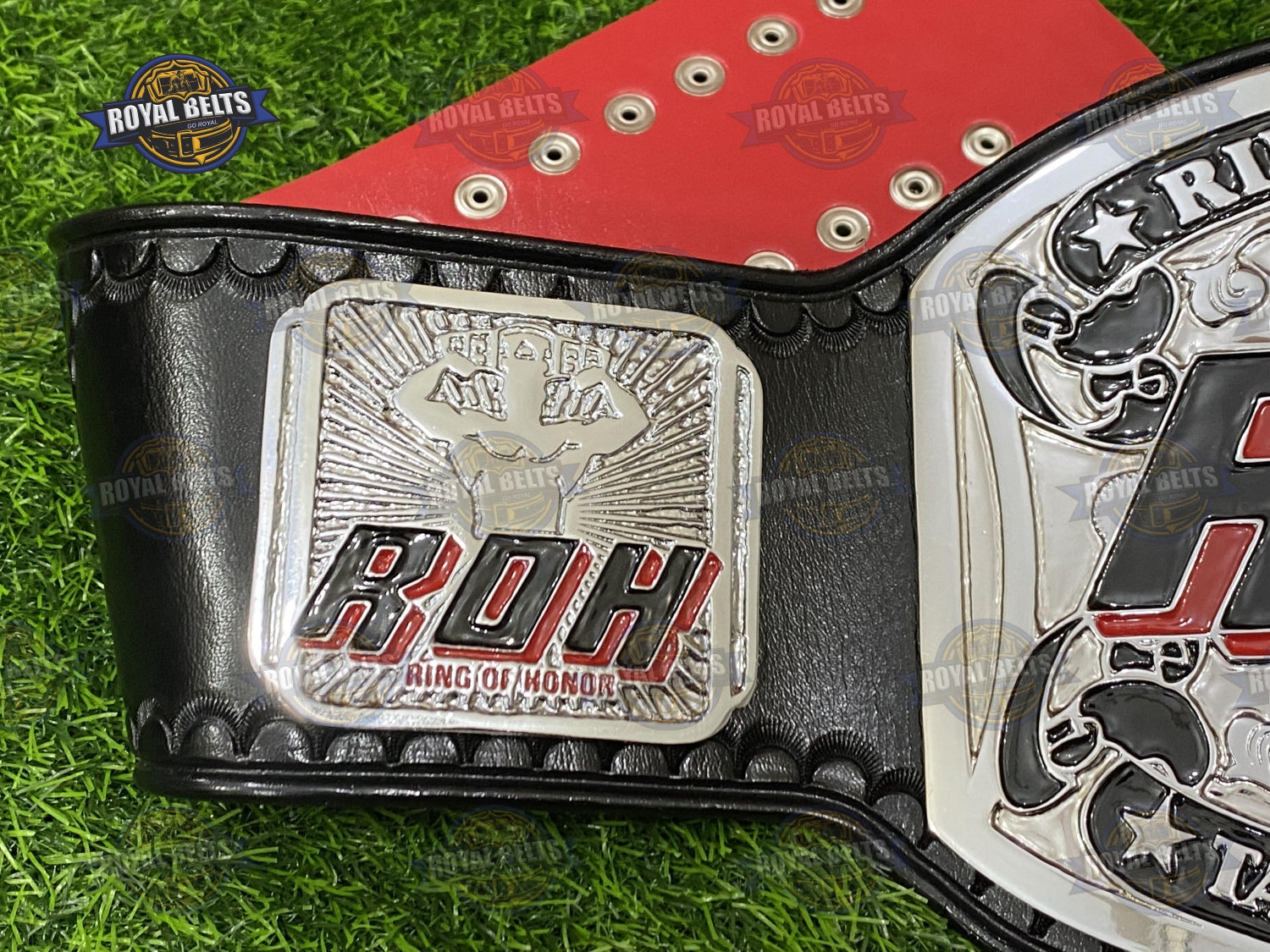Ring of Honor ROH Tag Team Title Belt twin plates CNC engraved with crisp logo detailing