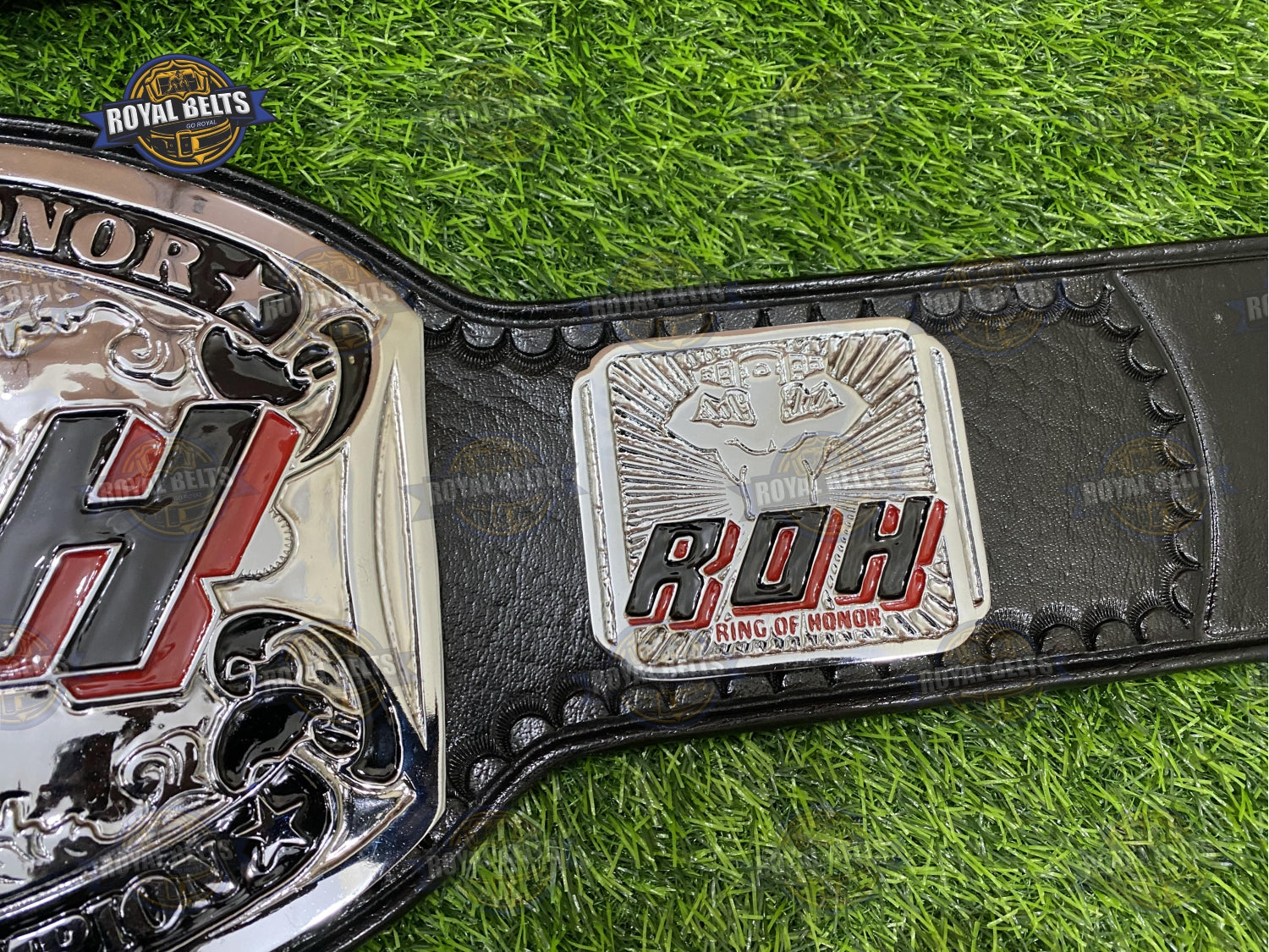 ROH Tag Team Wrestling Championship Belt dual plate design with polished side plates
