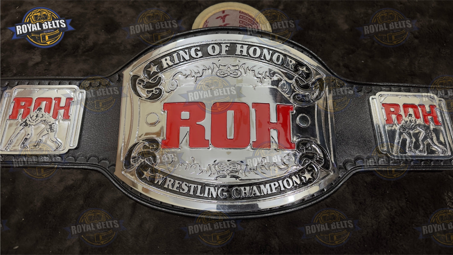 ROH World Championship Belt CNC engraved chrome plates with layered design and adjustable snap closure Crafted by Royal Belts