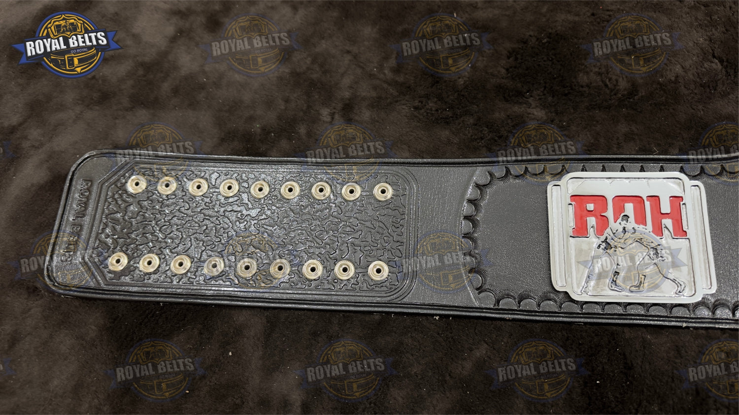 ROH Wrestling World Title Belt heavyweight center plate with precision etched CNC engraving