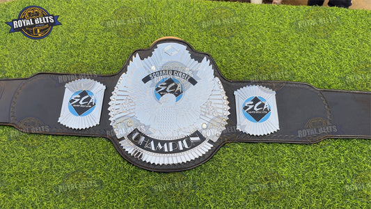 SCA Custom Championship Title Belt HD CNC chrome plates with black leather strap and secure snap closure Manufacture by Royal Belts