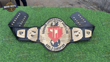 SCW Custom Championship Title Belt HD CNC with mirror polish metal plates and reinforced stitching Made by Royal Belts