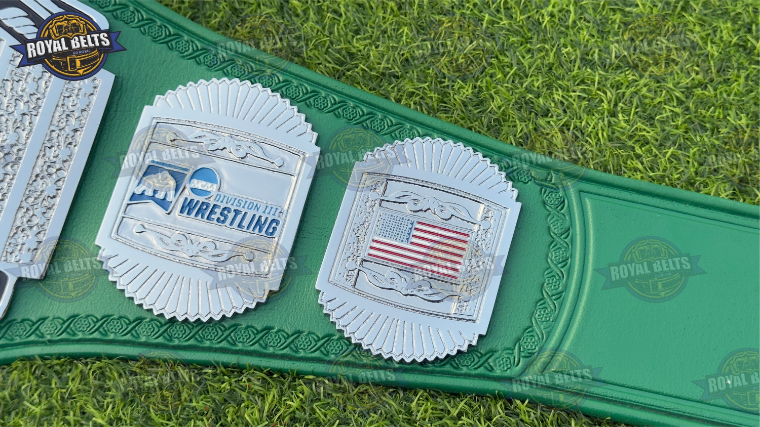 SPARTANS Championship Title Belt featuring raised chrome center plate