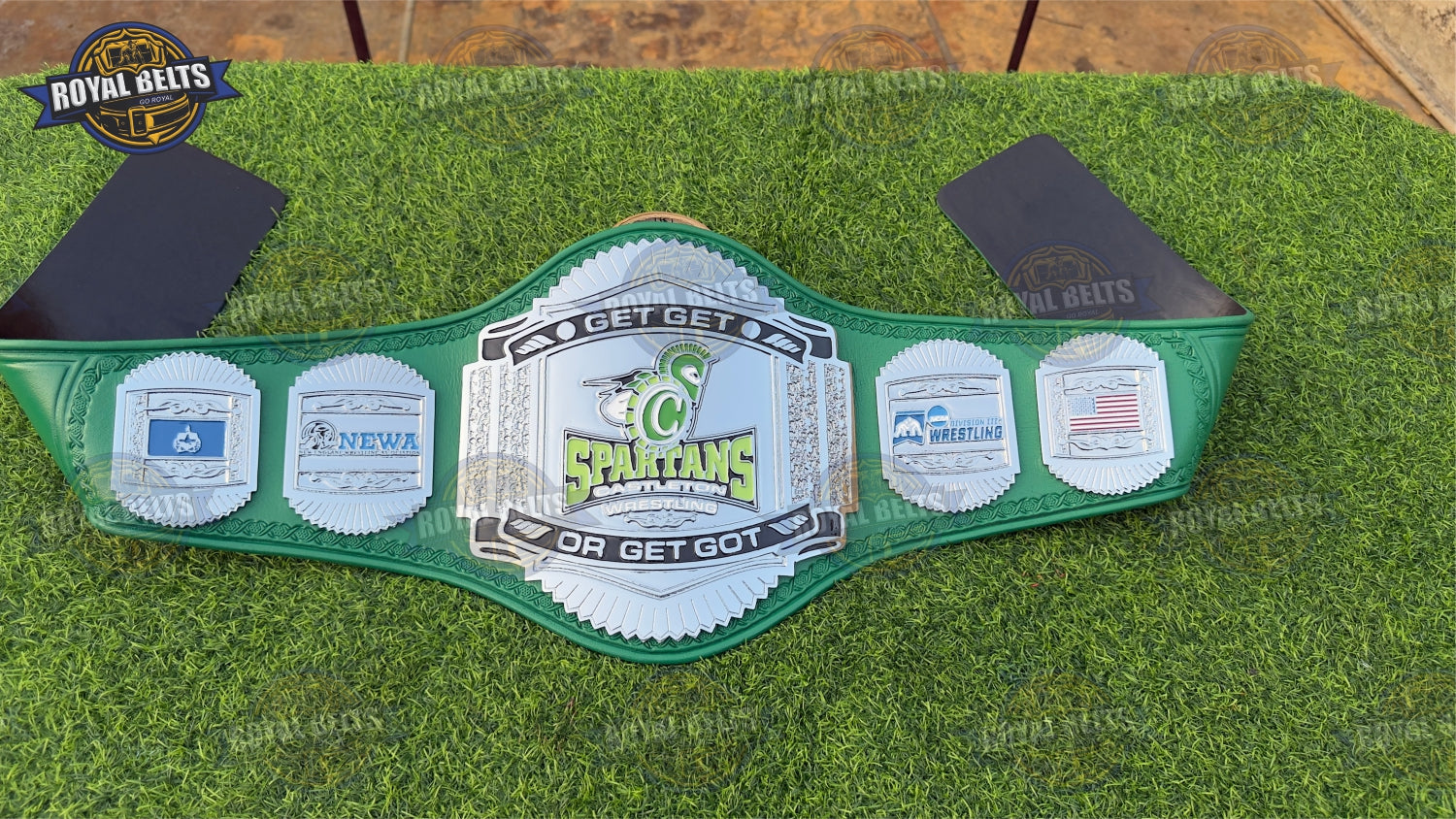SPARTANS Championship Belt with beveled chrome edges , professional craftsmanship 