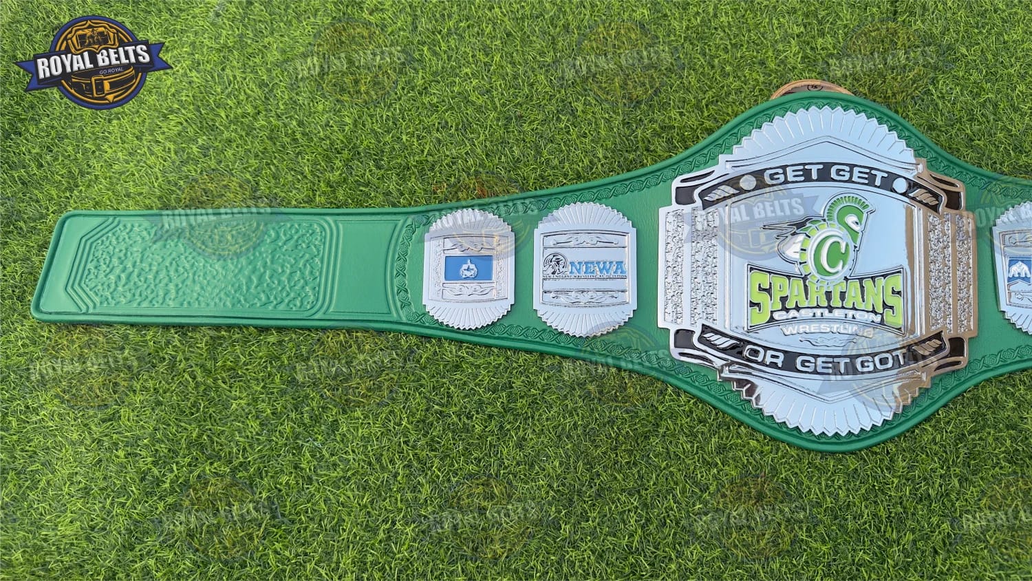 SPARTANS Title Belt featuring engraved side plates and mirror polished chrome centerpiece