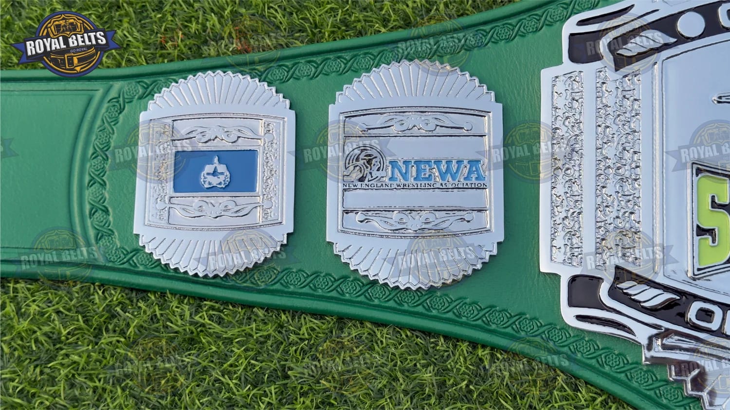 SPARTANS Title Belt with ornate borders and polished chrome center