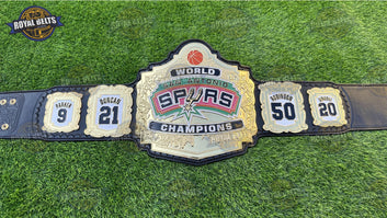 San Antonio Spurs Title Belt featuring engraved Spurs logo ,mirror gold finish Designed by Royal Belts