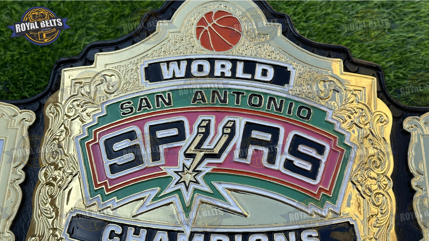 SPURS San Antonio Title Belt with beveled silver edges and professional craftsmanship