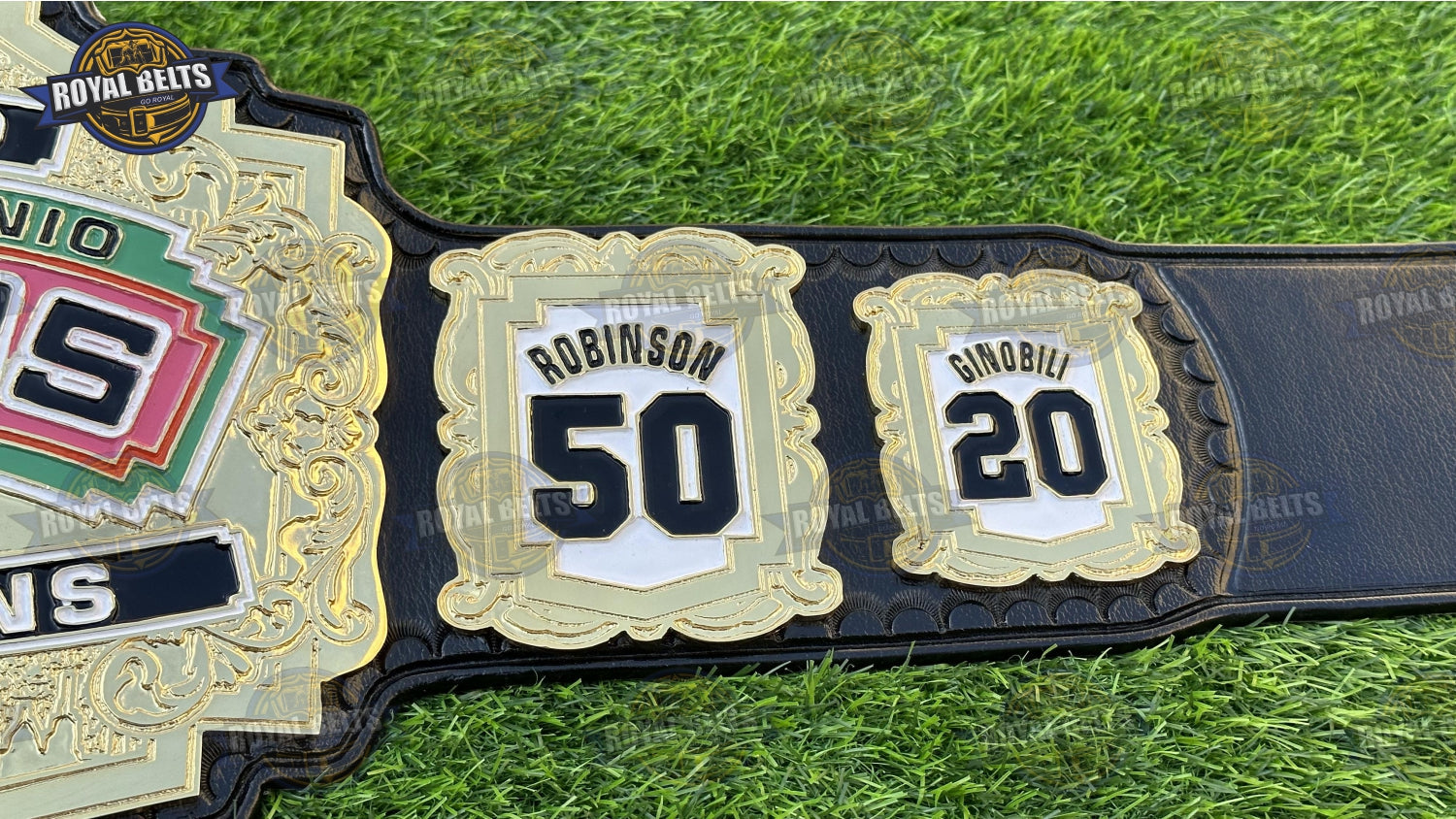 SPURS Belt featuring high detail silver plates and black leather strap