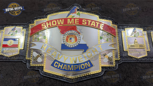 SSW Custom Championship Title Belt stacked plated center and side plates with polished metal finish Manufacture by Royal Belts