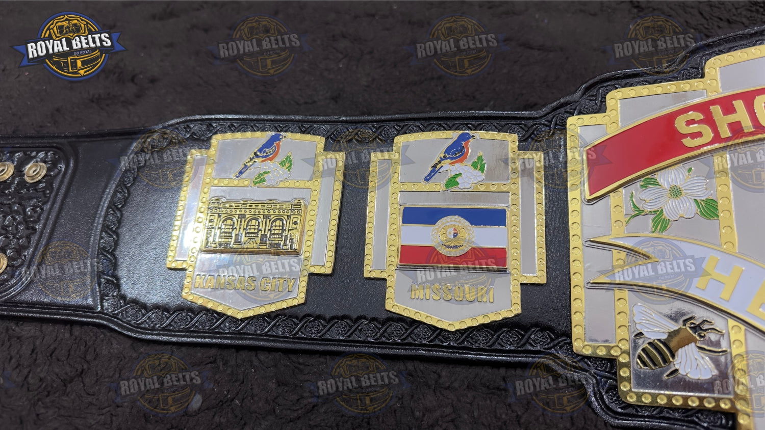 SSW Wrestling Championship Belt stacked plated center plate with precision engraving