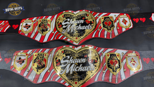Shawn Michaels Legacy Championship Title Belt with polished gold center plate , printed leather strap Manufacture by Royal Belts