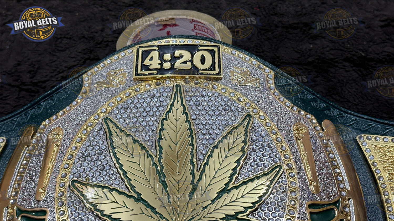 Smoker Stoner 420 Championship Title Belt heavyweight style with layered metal plates Crafted by Royal Belts