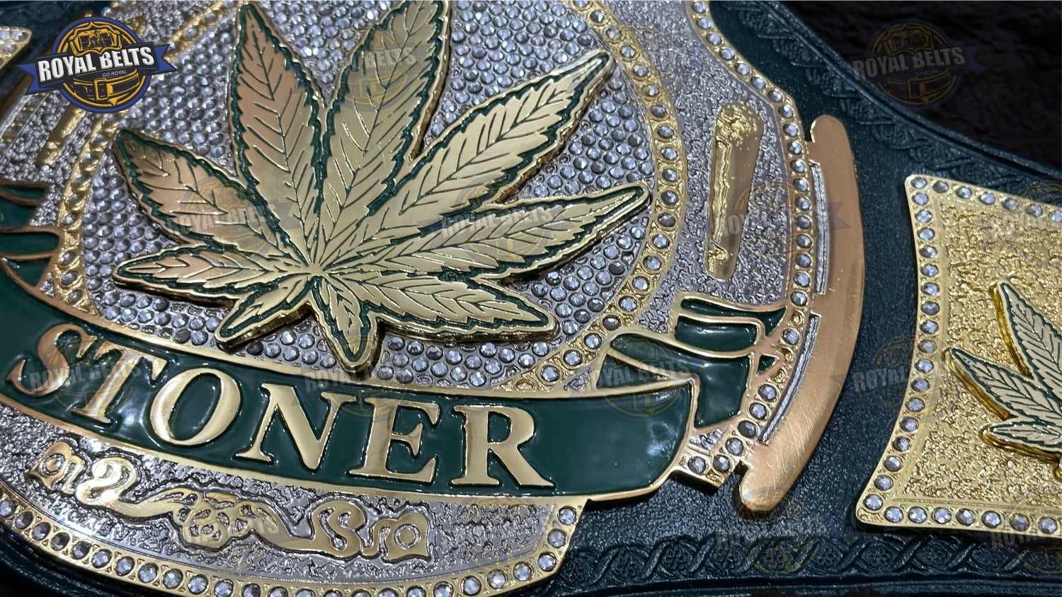 Smoker Stoner 420 Wrestling Championship Belt stacked plates with bold center design