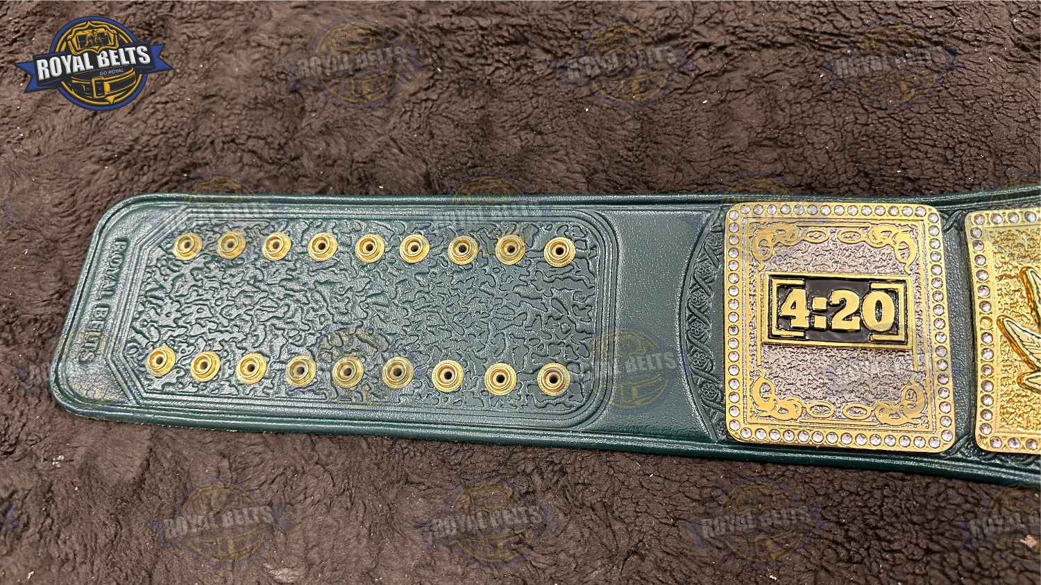 420 Heavyweight Championship Title Belt stacked plates, engraved metal artwork, adjustable strap