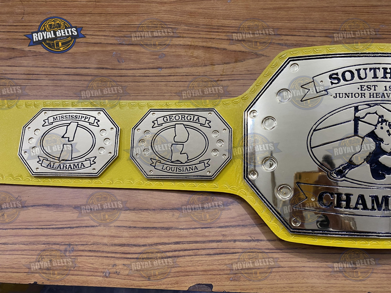 Southern Wrestling Title Belt with thick metal plates , stitched leather backing Crafted by Royal Belts