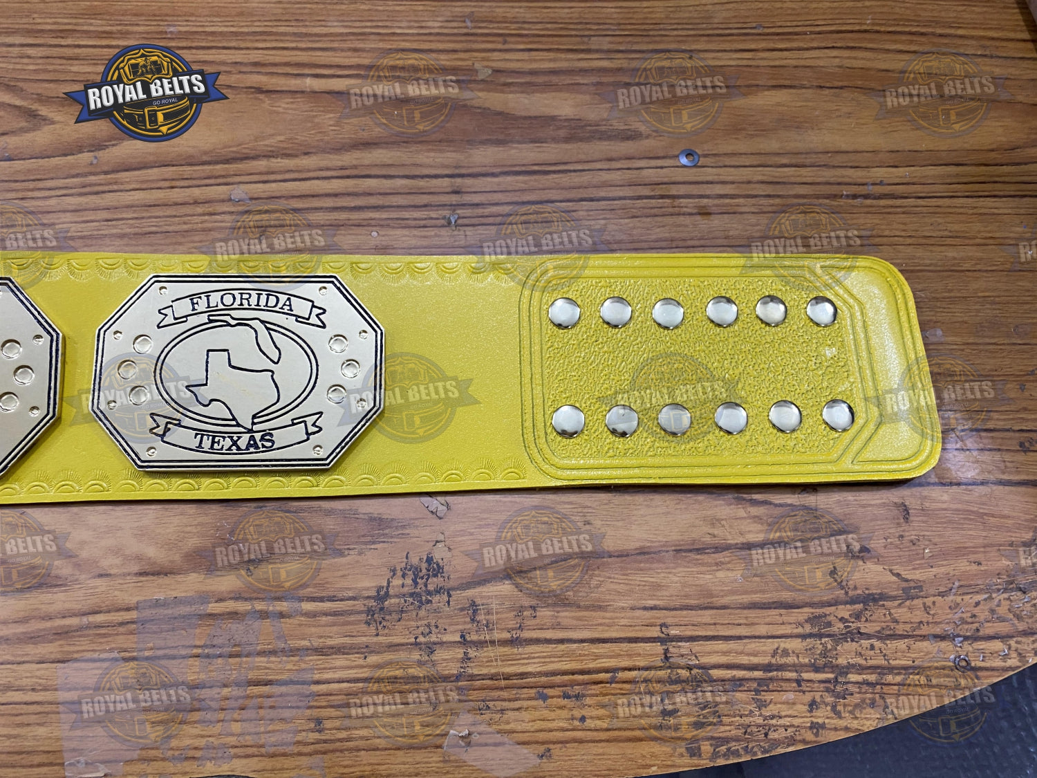 Southern Wrestling Championship Title Belt with mirror polished center , ornate borders