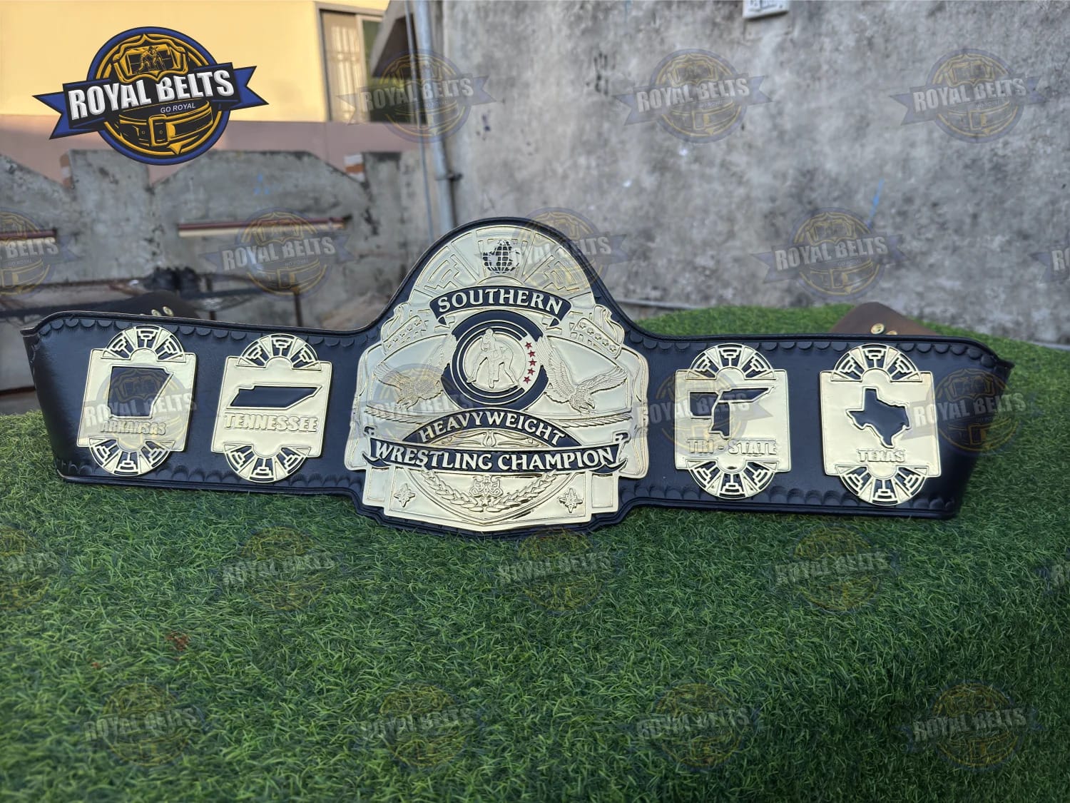 Southern Heavyweight Wrestling Championship Title Belt HD CNC high relief engraved center plate with smooth strap