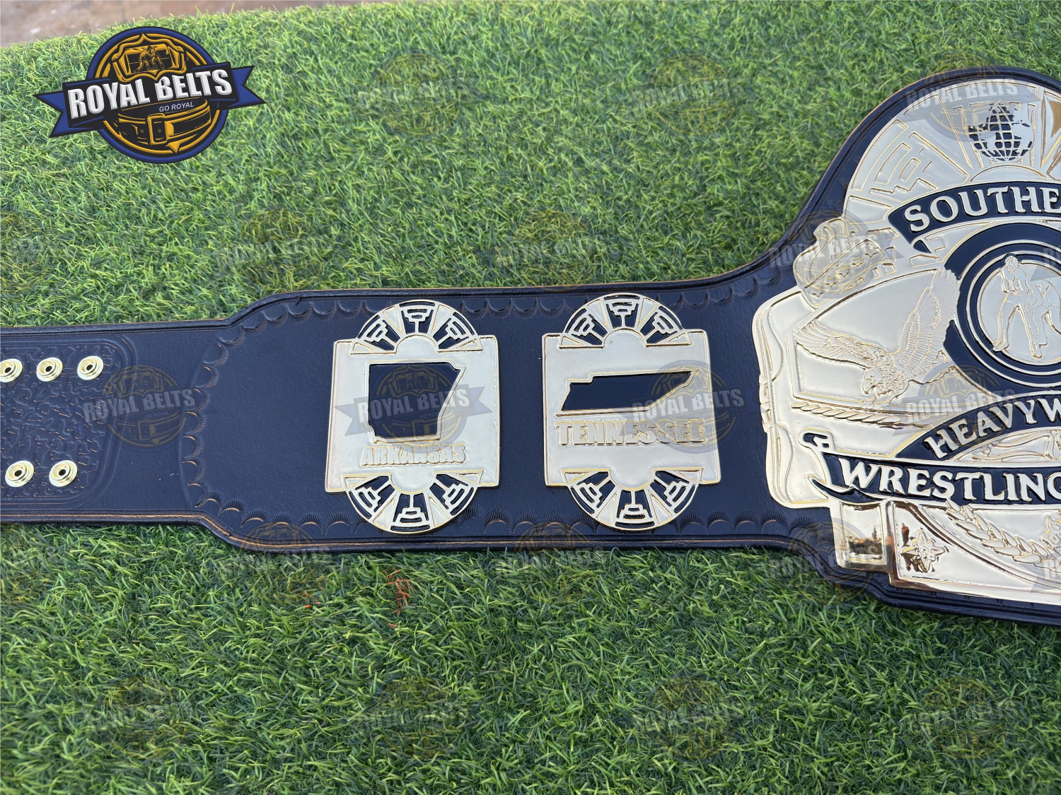 Southern Heavyweight Wrestling Championship Title Belt HD CNC detailed side plates with ornate engraved designs