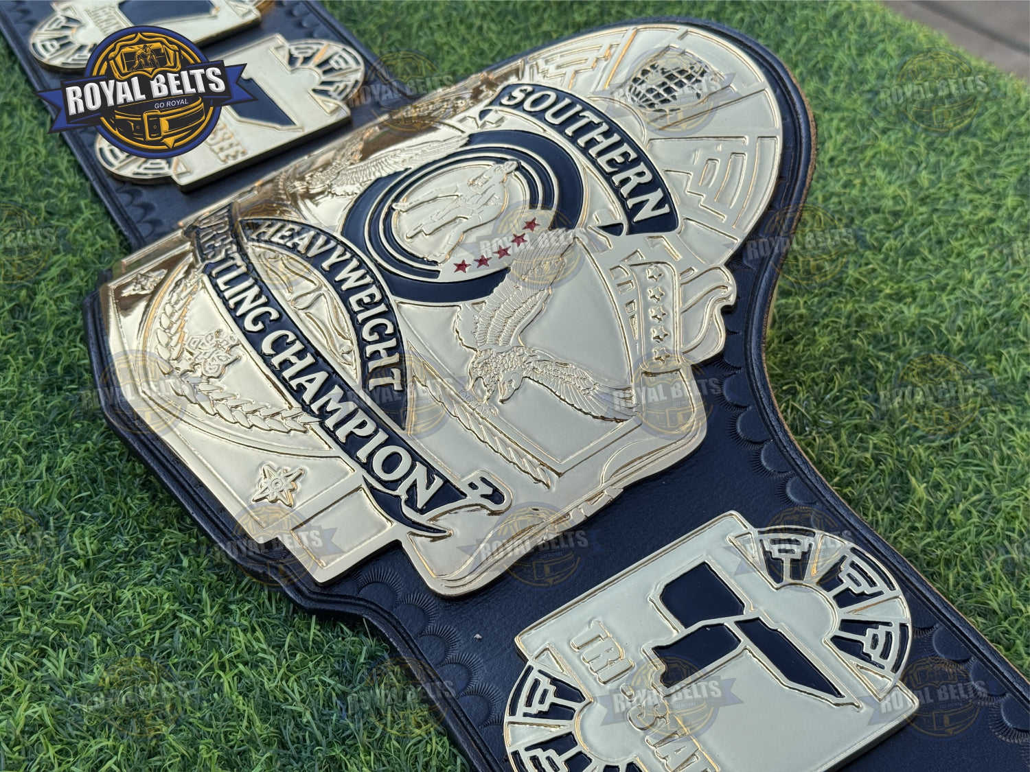Southern Heavyweight Wrestling Championship Title Belt HD CNC crafted with raised lettering and smooth backing Manufacture by Royal Belts