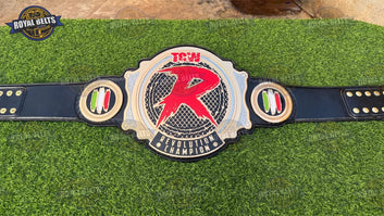 TCW Revolution Championship HD Belt featuring engraved Revolution logo and mirror gold finish Designed by Royal Belts