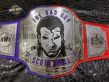 Scott Hall Championship Belt CNC HD precision engraving with polished center and side plates Made by Royal Belts