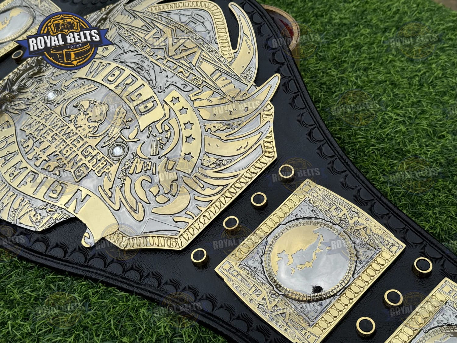 TNA Midwest Wrestling Championship Title Belt HD CNC featuring detailed side plates with ornate designs