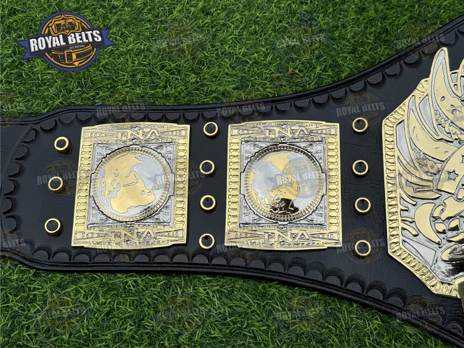 TNA Midwest Wrestling Championship Title Belt HD CNC oversized center plate with bold Midwest emblem 