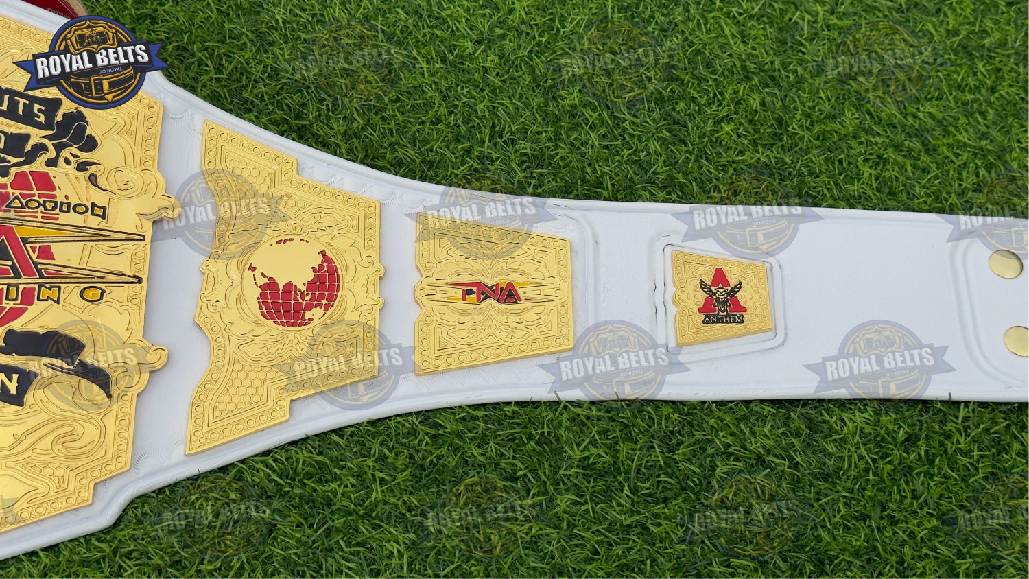 TNA World Knockouts Title Belt with mirror polished centerpiece and ornate borders