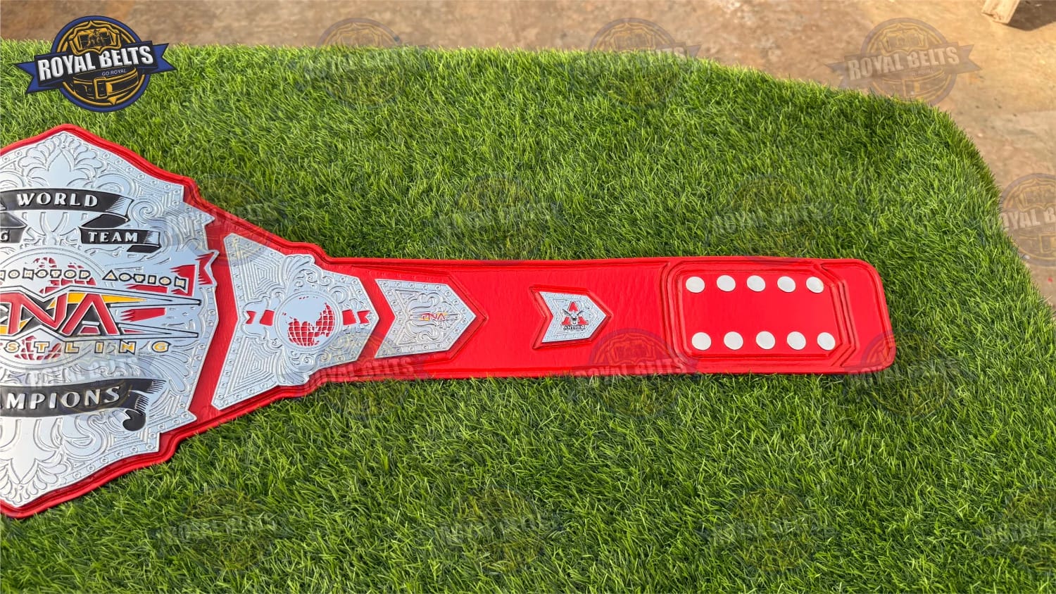 TNA World Tag Team Wrestling Title Belt showcasing professional grade polished nickel