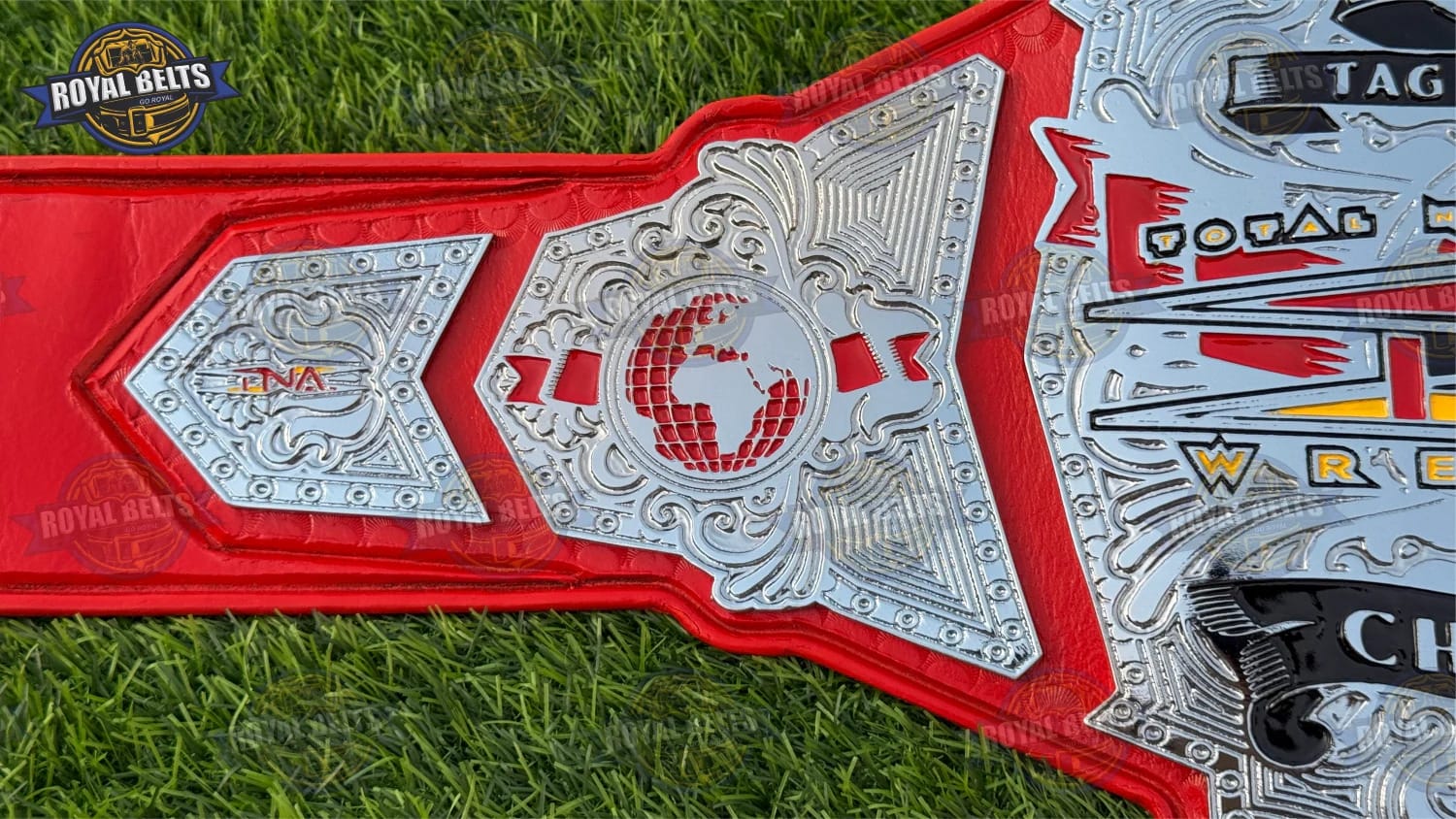 TNA World Tag Team Wrestling Title Belt with mirror finish nickel plated, side plates