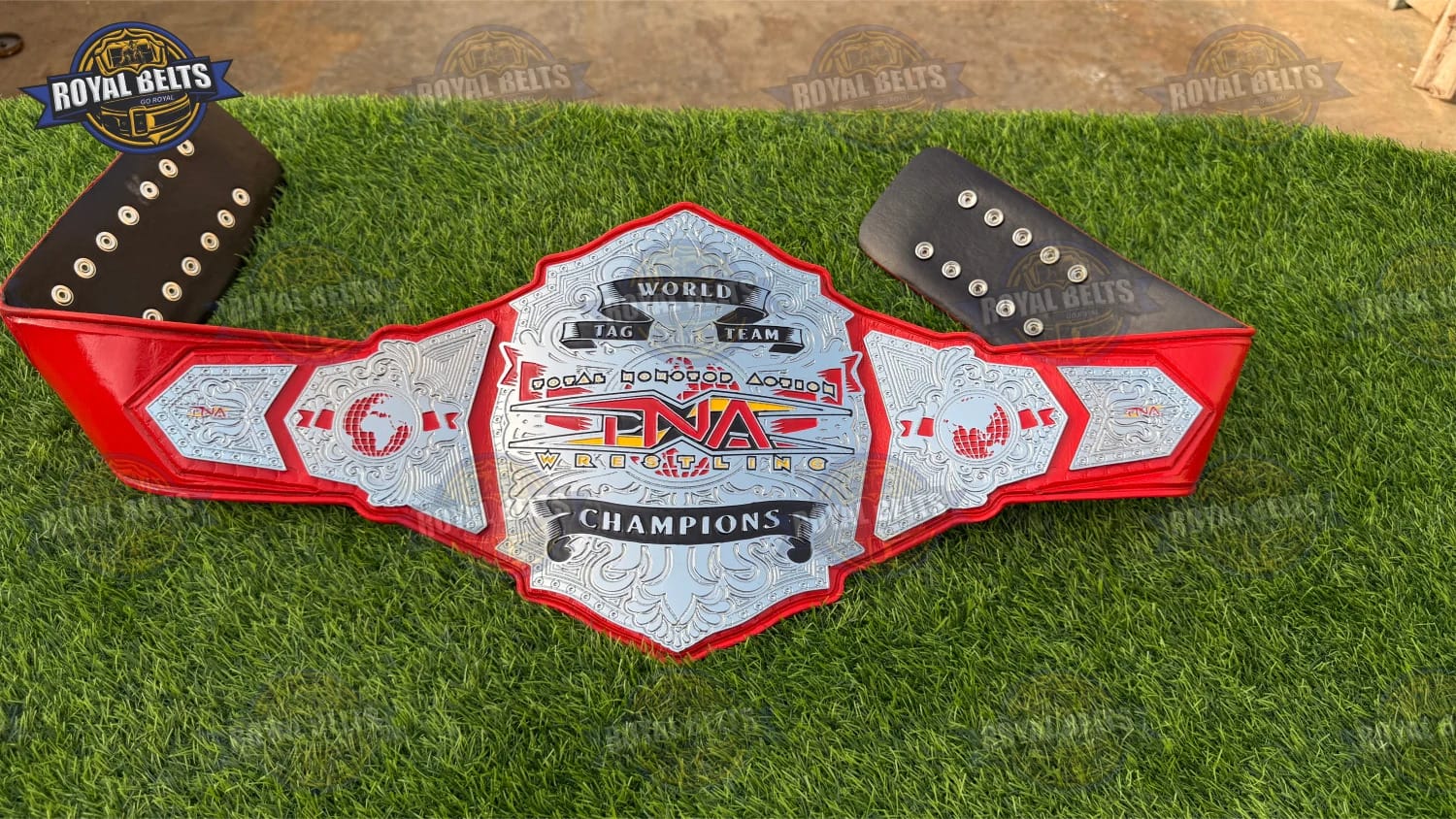 TNA Championship Belt with engraved side plates and mirror polished centerpiece