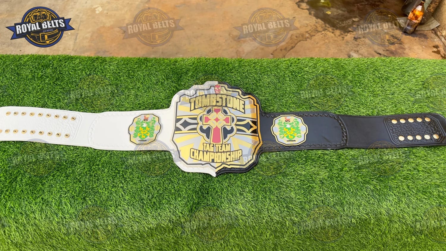 TOMBSTONE title belt with thick gold plates and premium leather backing Crafted by Royal Belts