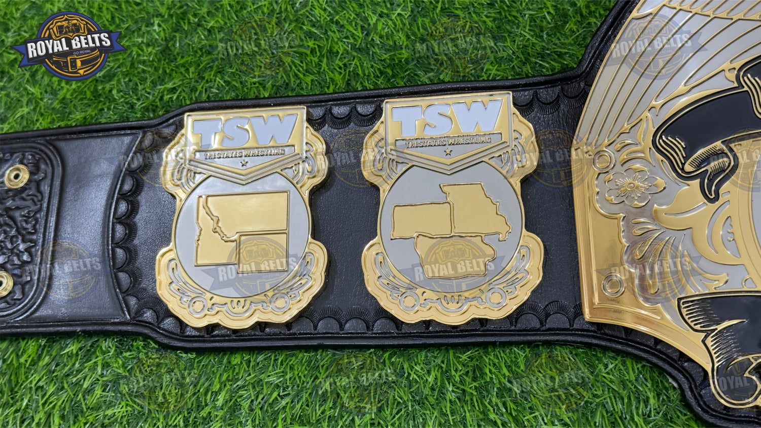 TSW heavyweight championship belt with thick dual plates and beveled edges 