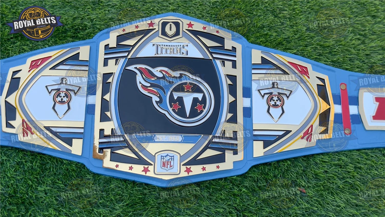 NFL Titans championship belt with polished HD CNC metal plates 