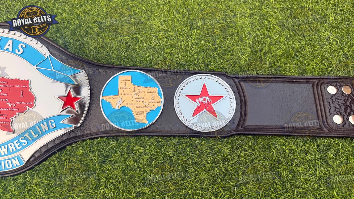 Texas Heavyweight Wrestling Championship HD CNC replica belt with precision cut plates and durable leather backing 