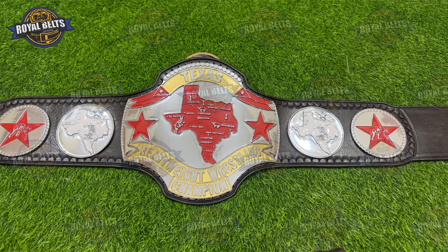 Texas Heavyweight Wrestling Championship Title Belt HD CNC engraved side plates with Lone Star detailing