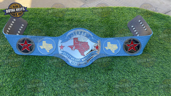 Texas Heavyweight Wrestling Championship Title Belt mirror polished plates on premium cowhide leather backing Designed by Royal Belts