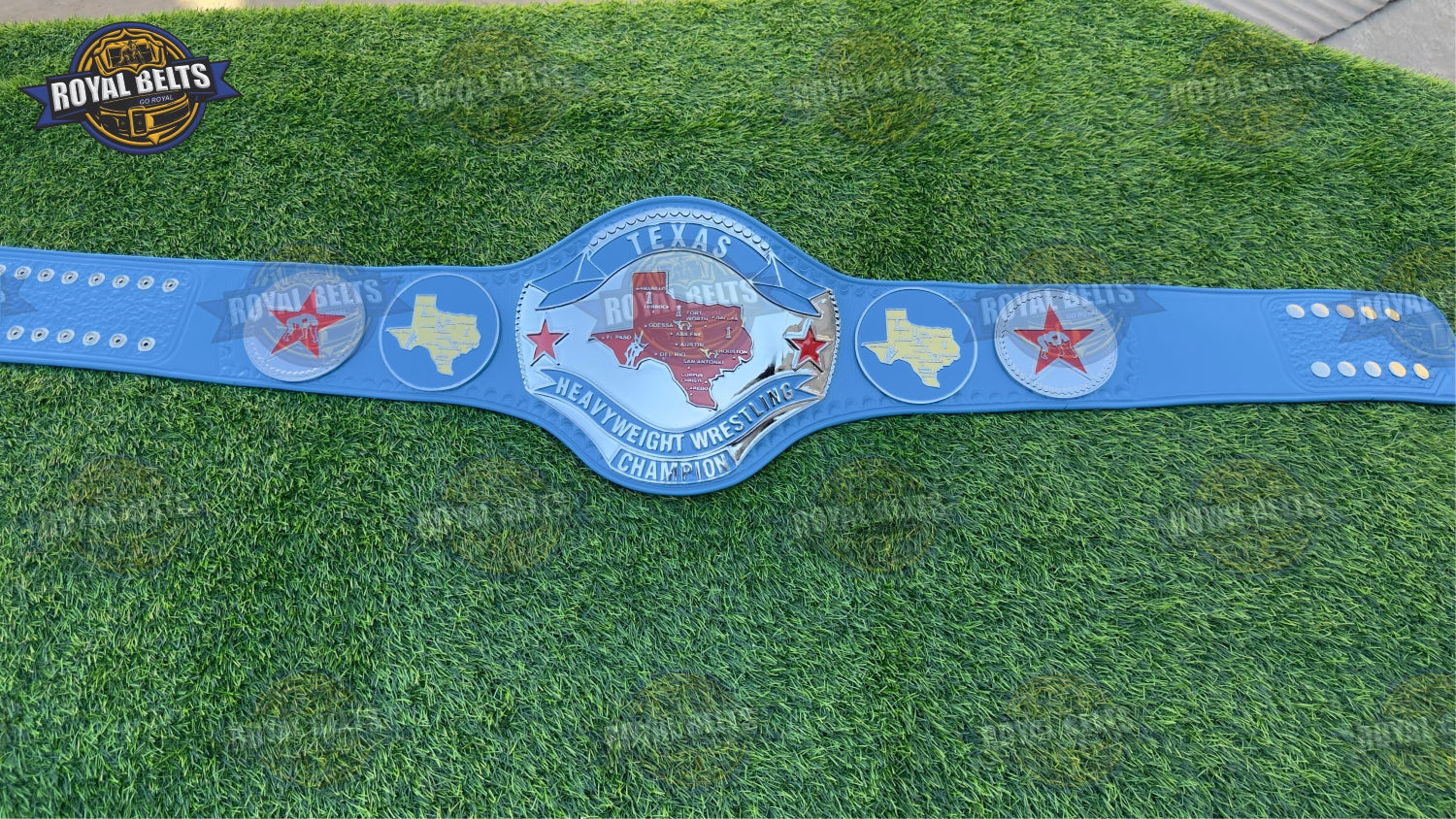 Texas Heavyweight Wrestling Championship Title Belt heavyweight CNC plates with engraved Lone Star borders Designed by Royal Belts