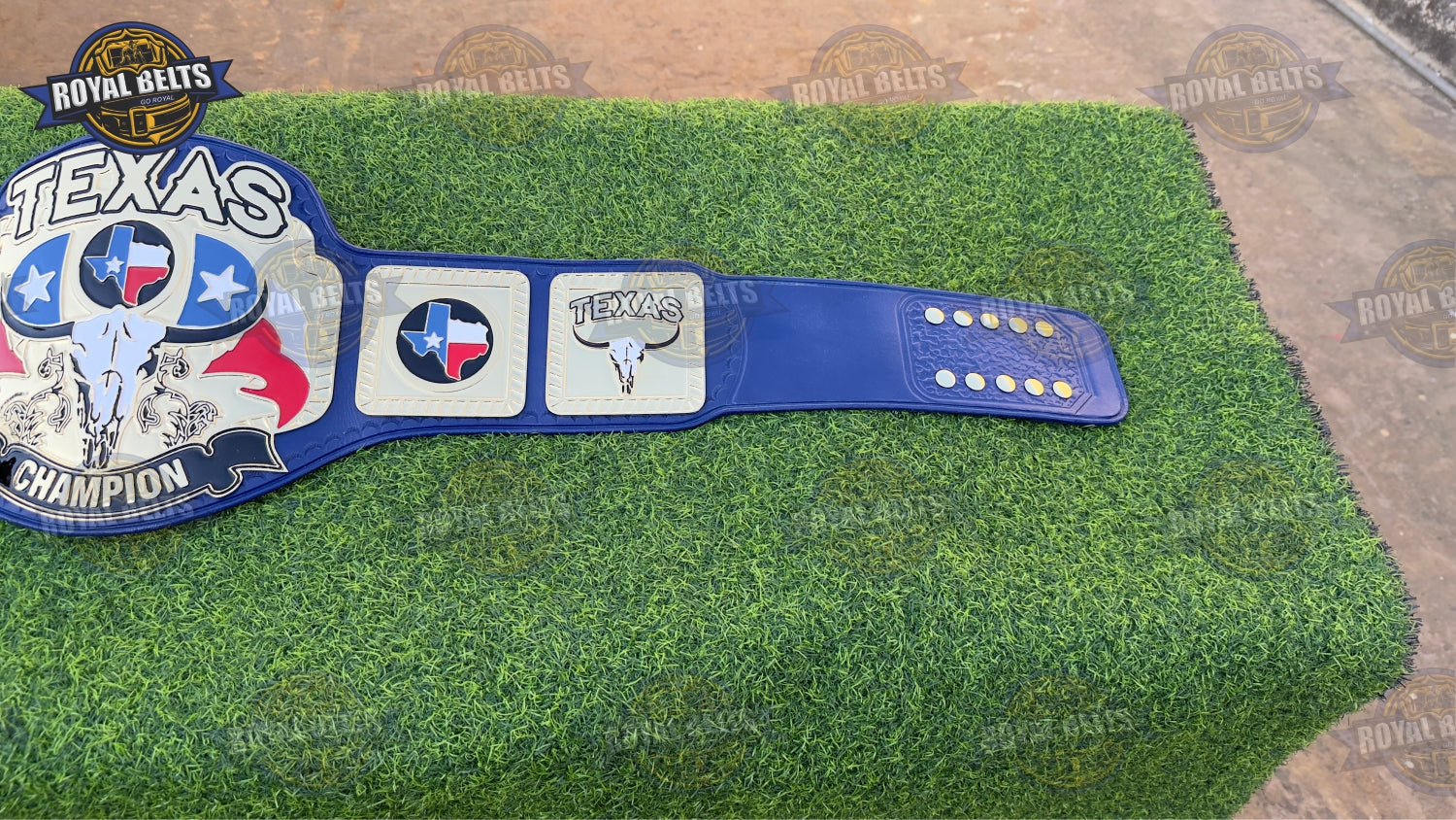 Texas Heavyweight Championship Belt showcasing raised lettering and detailed engraving