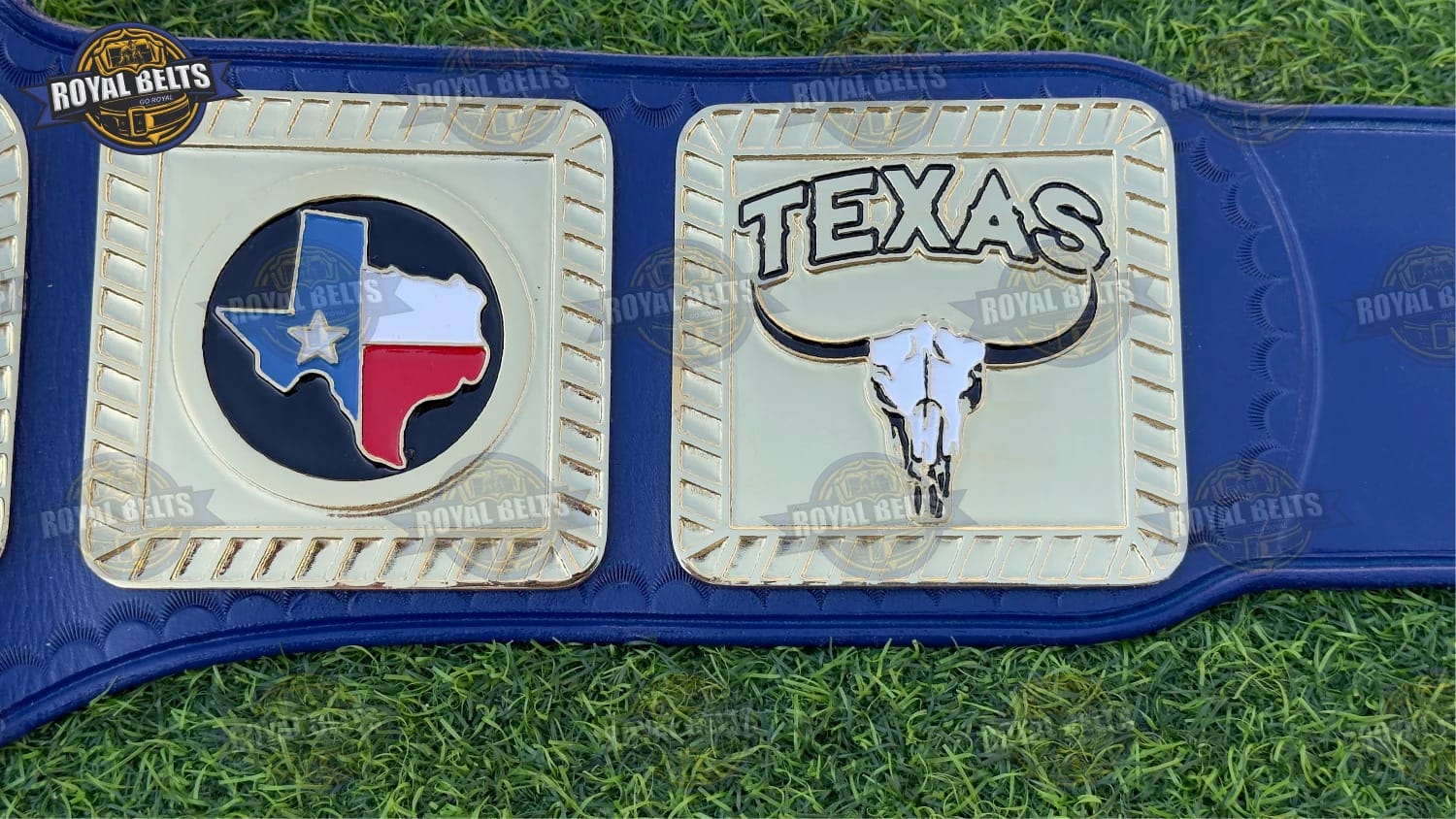 Texas Heavyweight Title Belt with beveled gold edges and classic design