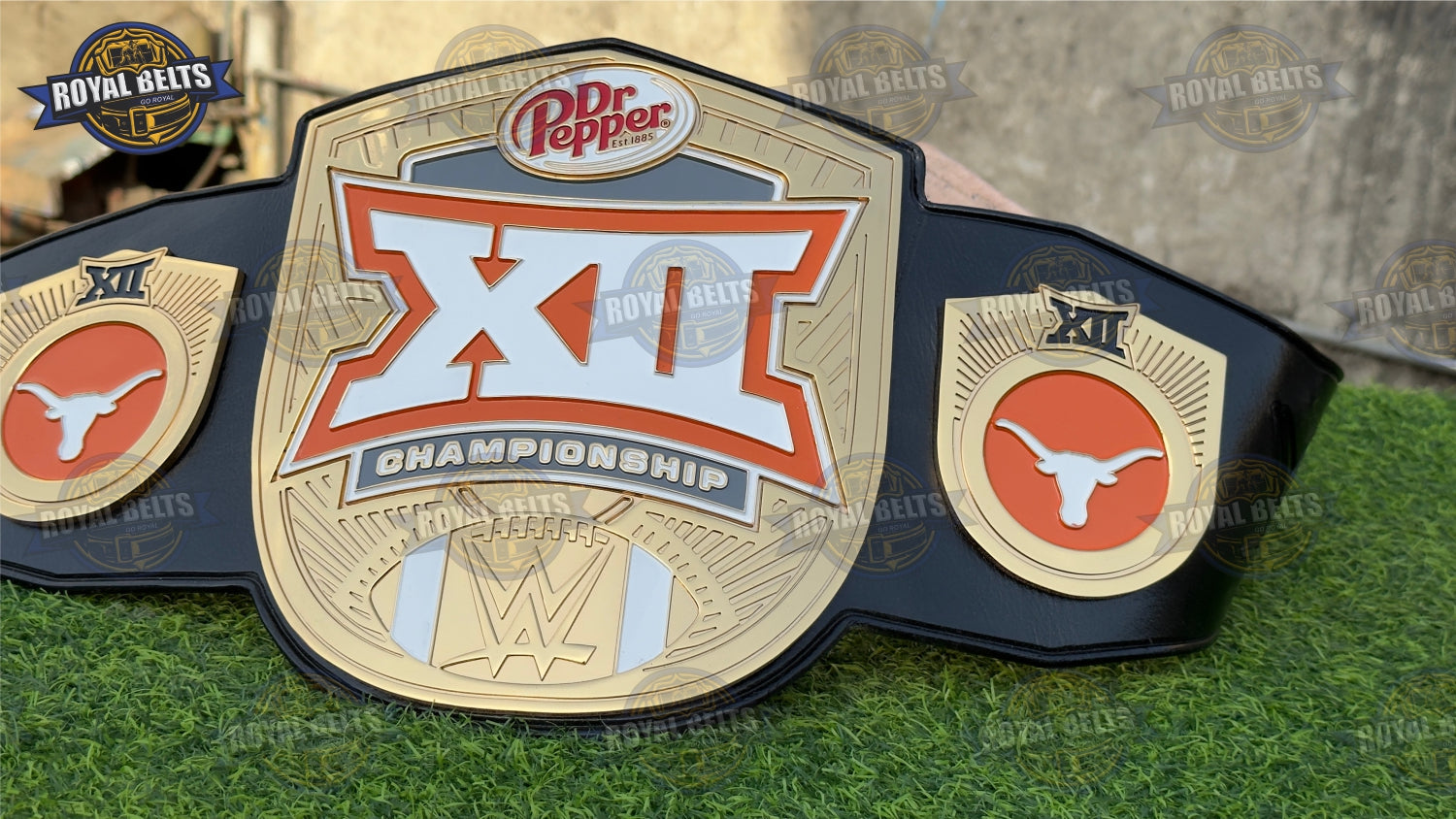 Texas Longhorns national championship belt with HD CNC gold plates, premium leather strap Manufacture by Royal Belts 
