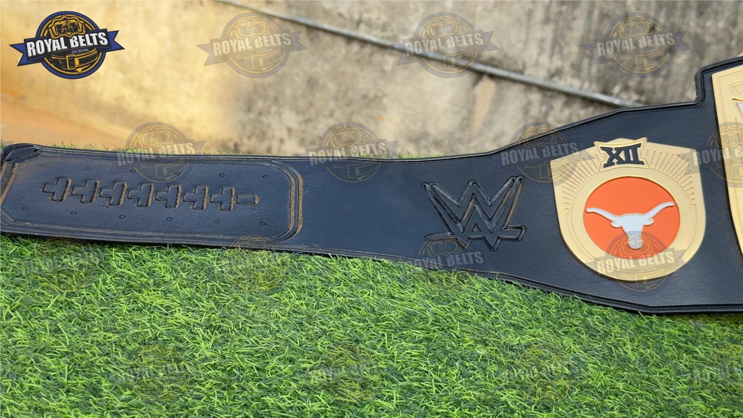 Texas Longhorns fan championship belt with HD CNC metal plates, leather strap