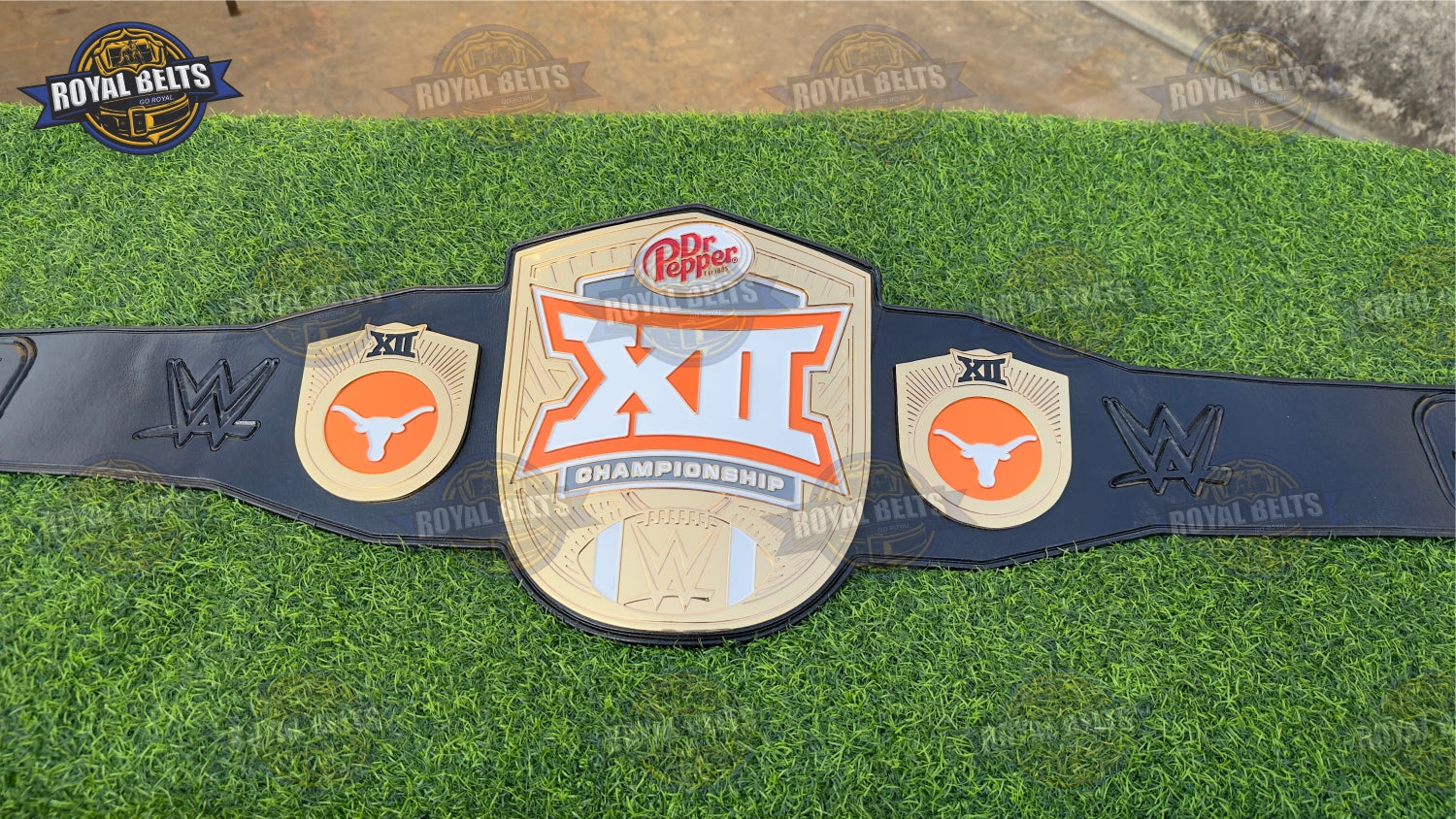 National championship wrestling belt with Texas Longhorns logo and CNC machined plates Crafted by Royal Belts
